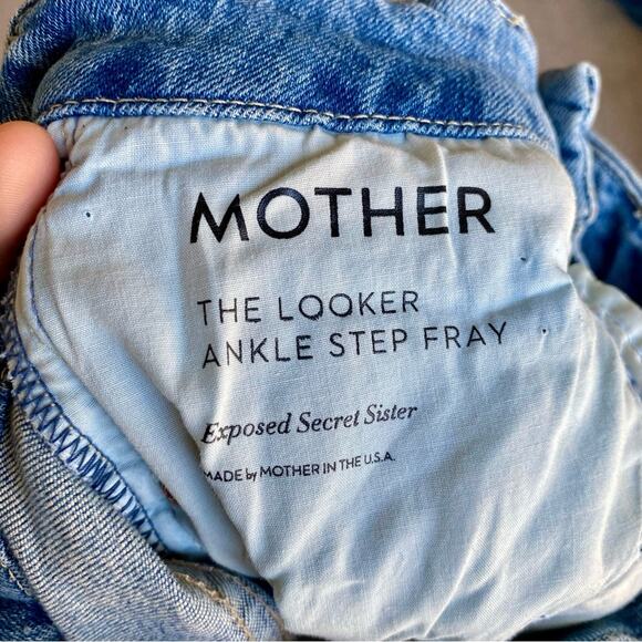 Mother Cotton Blend Looker Step Distressed Casual Prep Minimal Ankle Fray Jeans - Picture 4 of 10